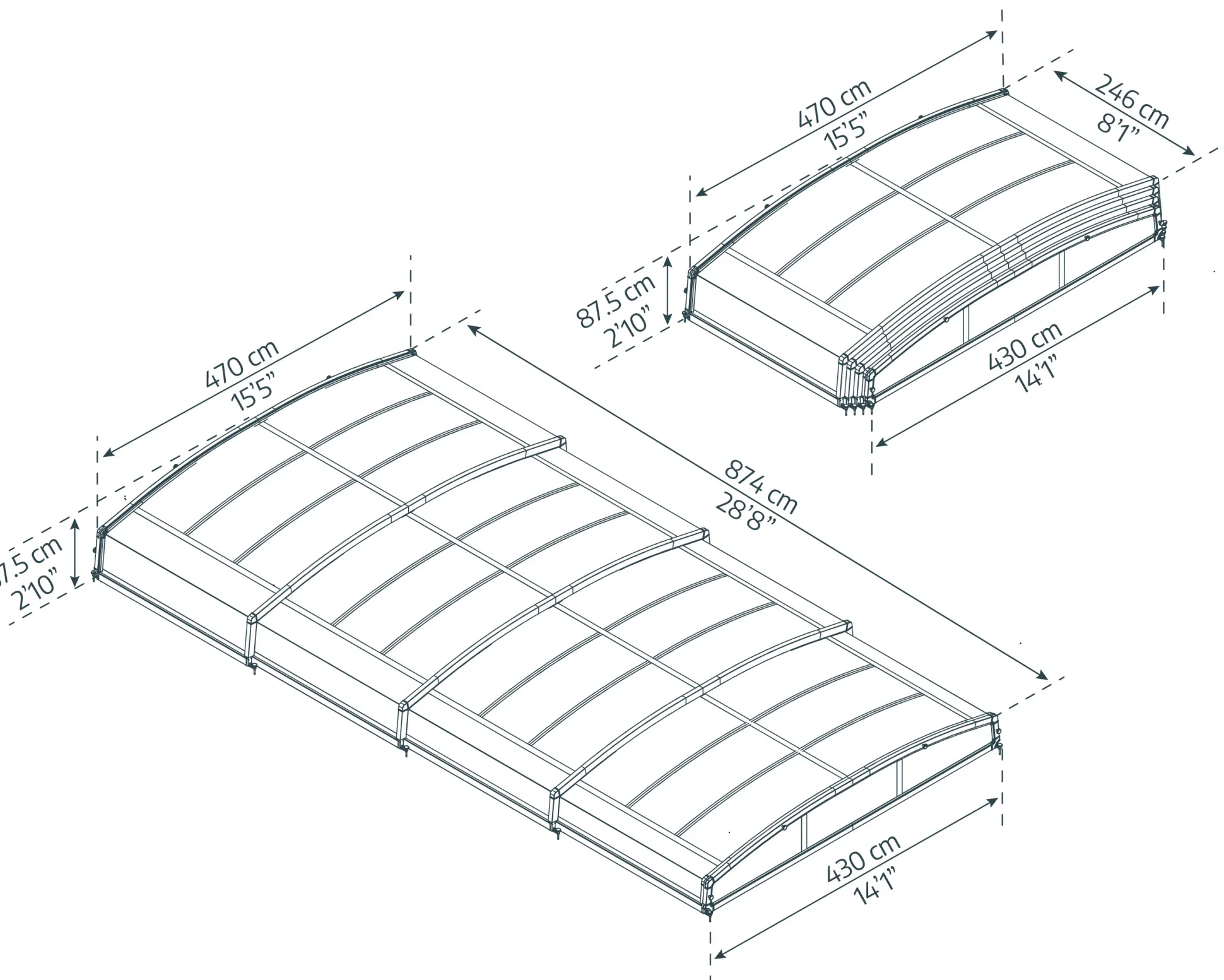 Canopia Poolüberdachung Majorca, 8,74 x 4,7 m, grau Aluminiumrahmen mit Polycarbonatplatten