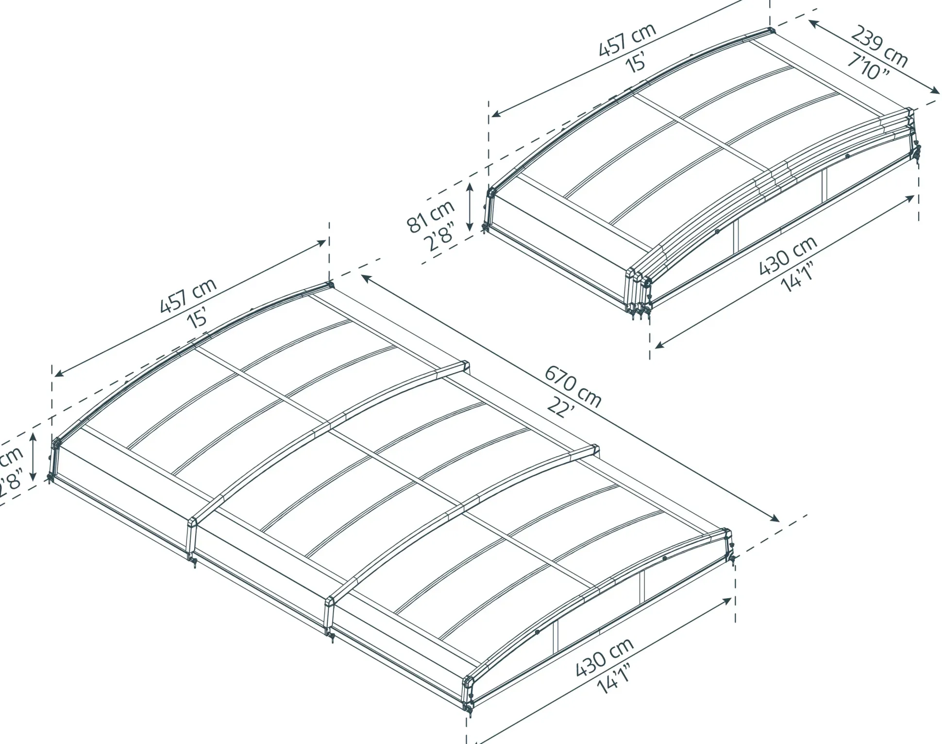 Canopia Poolüberdachung Majorca, 6,70 x 4,57, grau Aluminiumrahmen mit Polycarbonatplatten