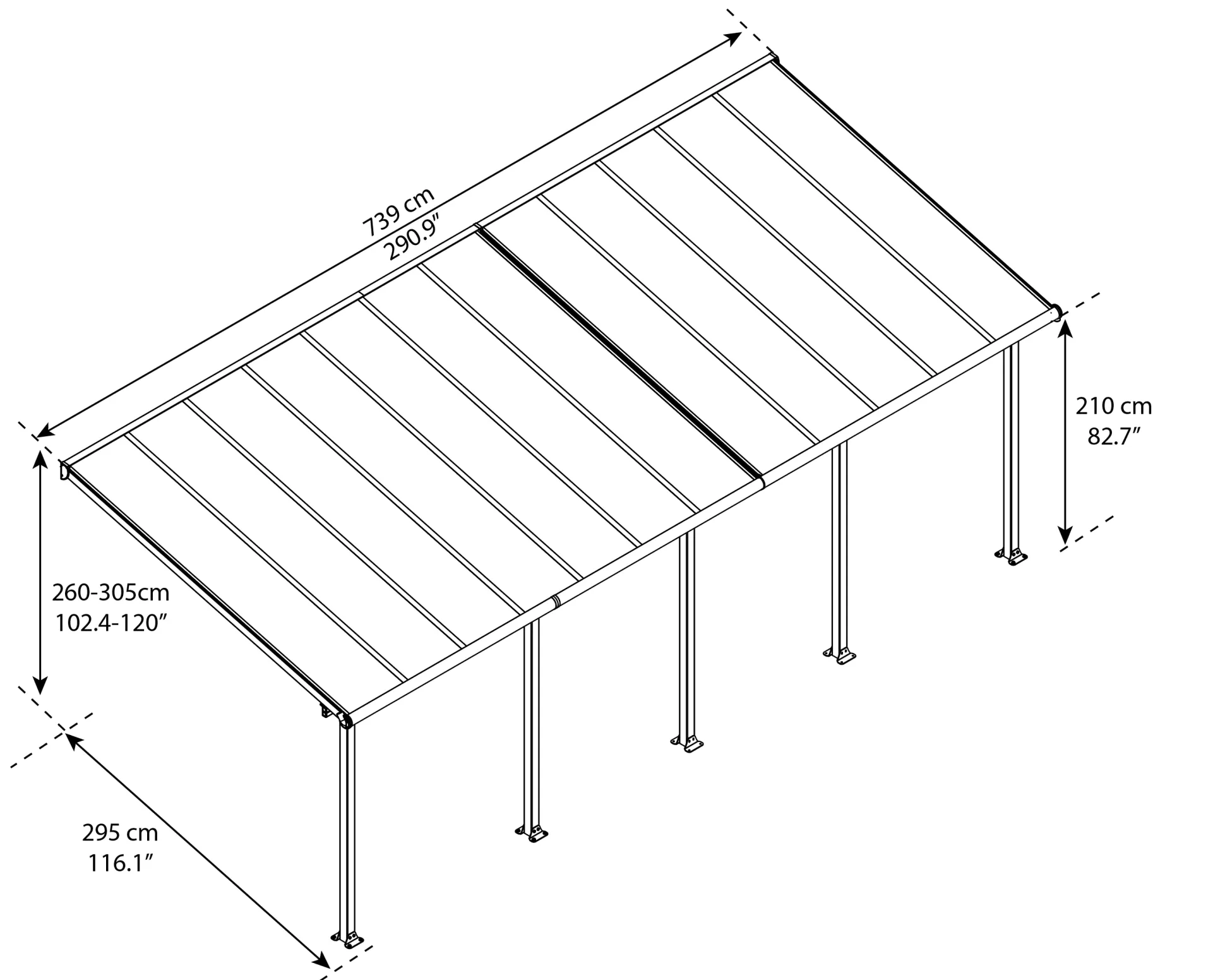 Canopia Terrassenüberdachung Olympia 3x7.3 weiß