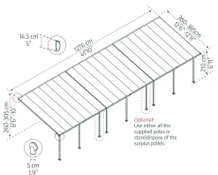 Canopia Terrassenüberdachung Feria 1276 x 380 cm anthrazit
