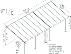 Canopia Terrassenüberdachung Sierra 739 x 295 cm anthrazit