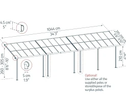 Canopia Terrassenüberdachung Sierra Cabrio 1044 x 295 cm grau