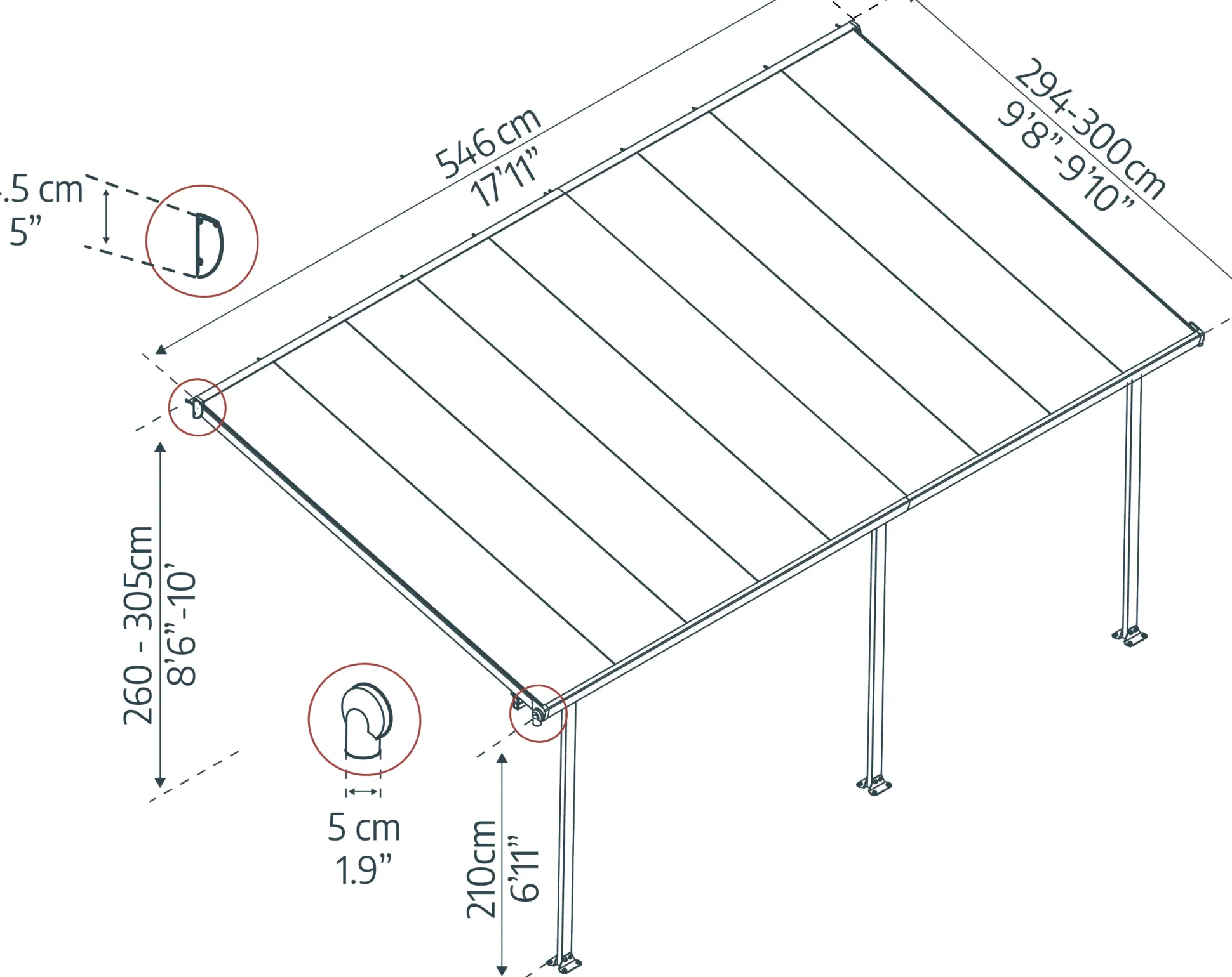 Canopia Terrassenüberdachung Feria 546 x 294 cm anthrazit