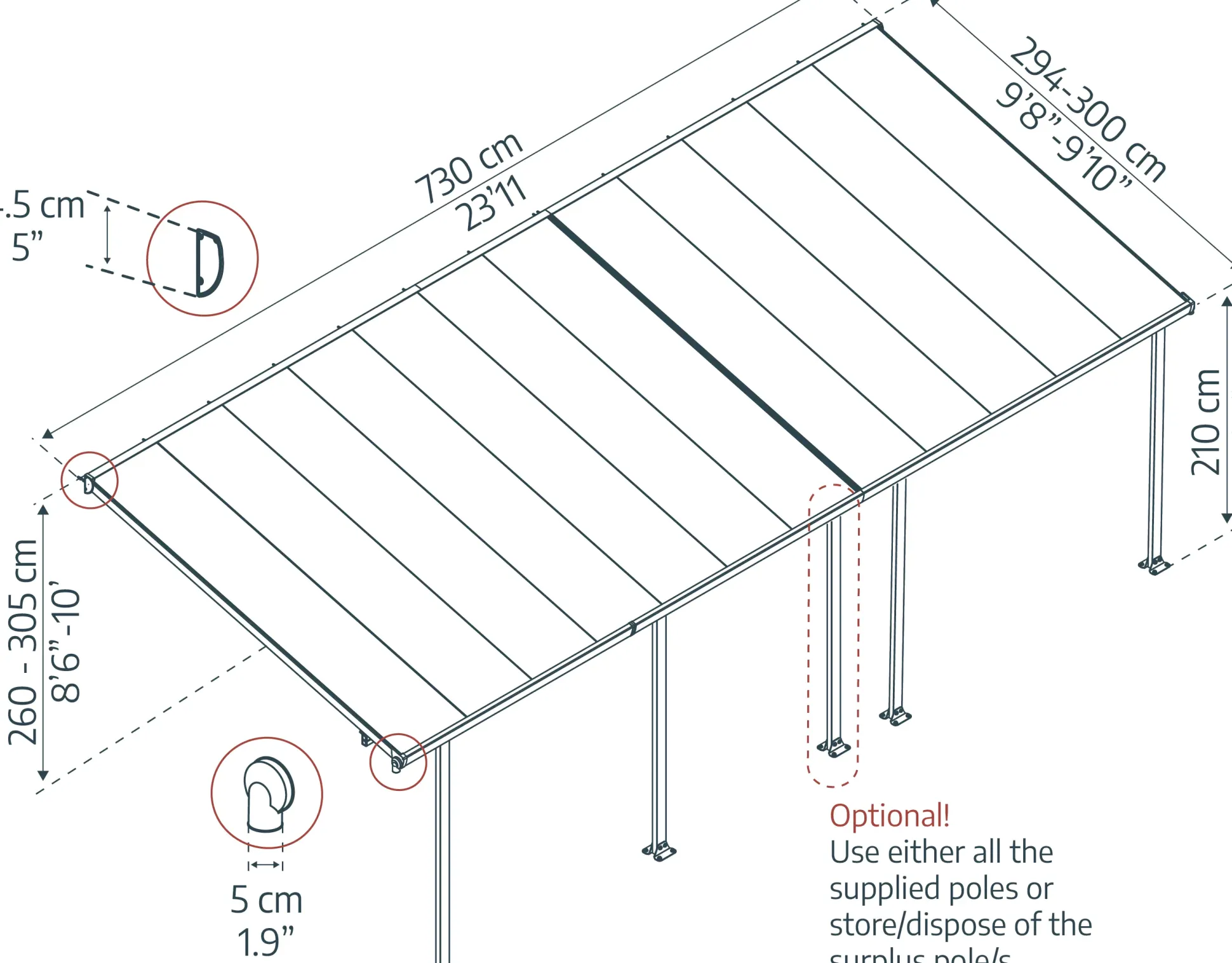 Canopia Terrassenüberdachung Feria 546 x 294 cm anthrazit
