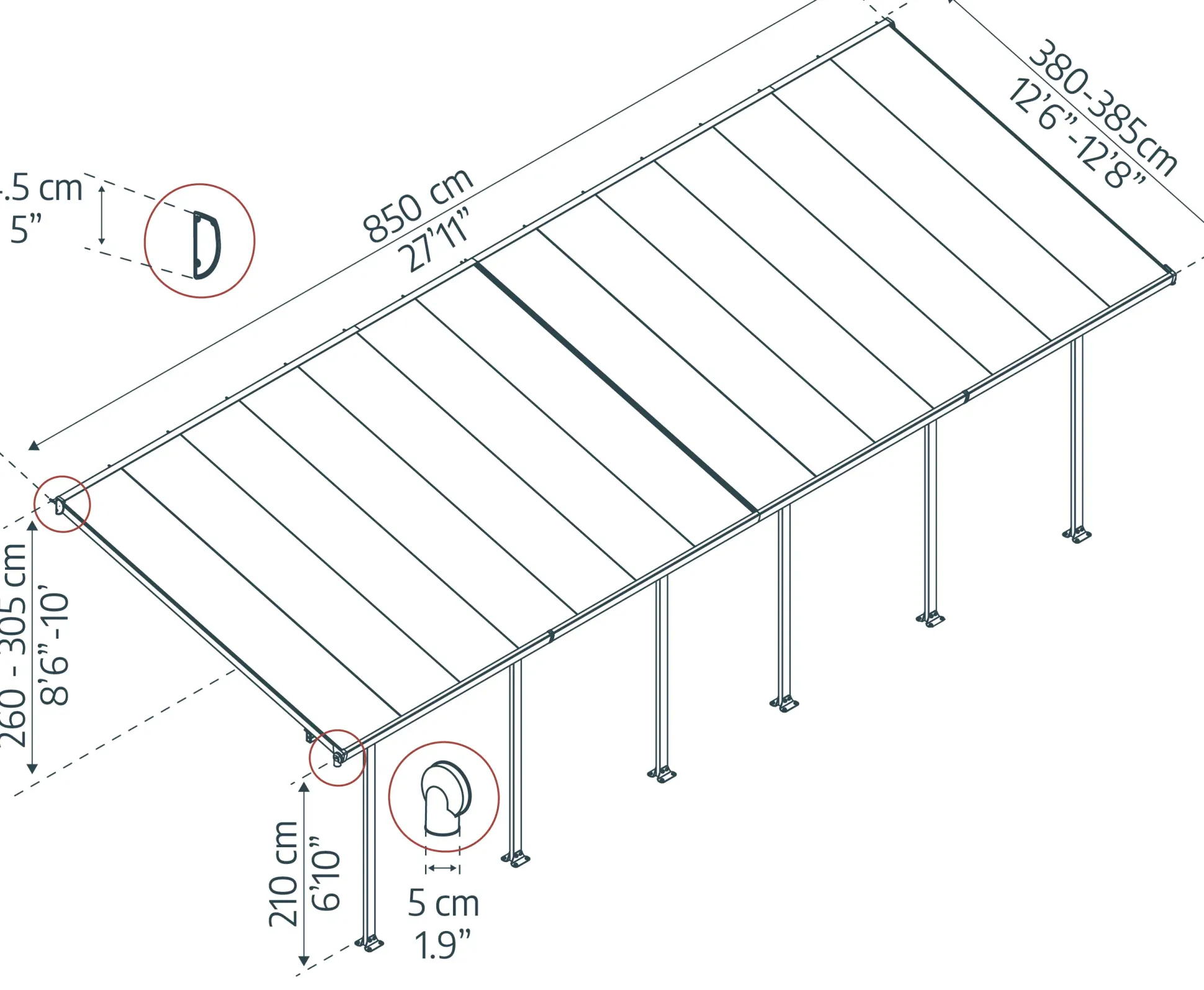 Canopia Terrassenüberdachung Feria 1212 x 380 cm anthrazit
