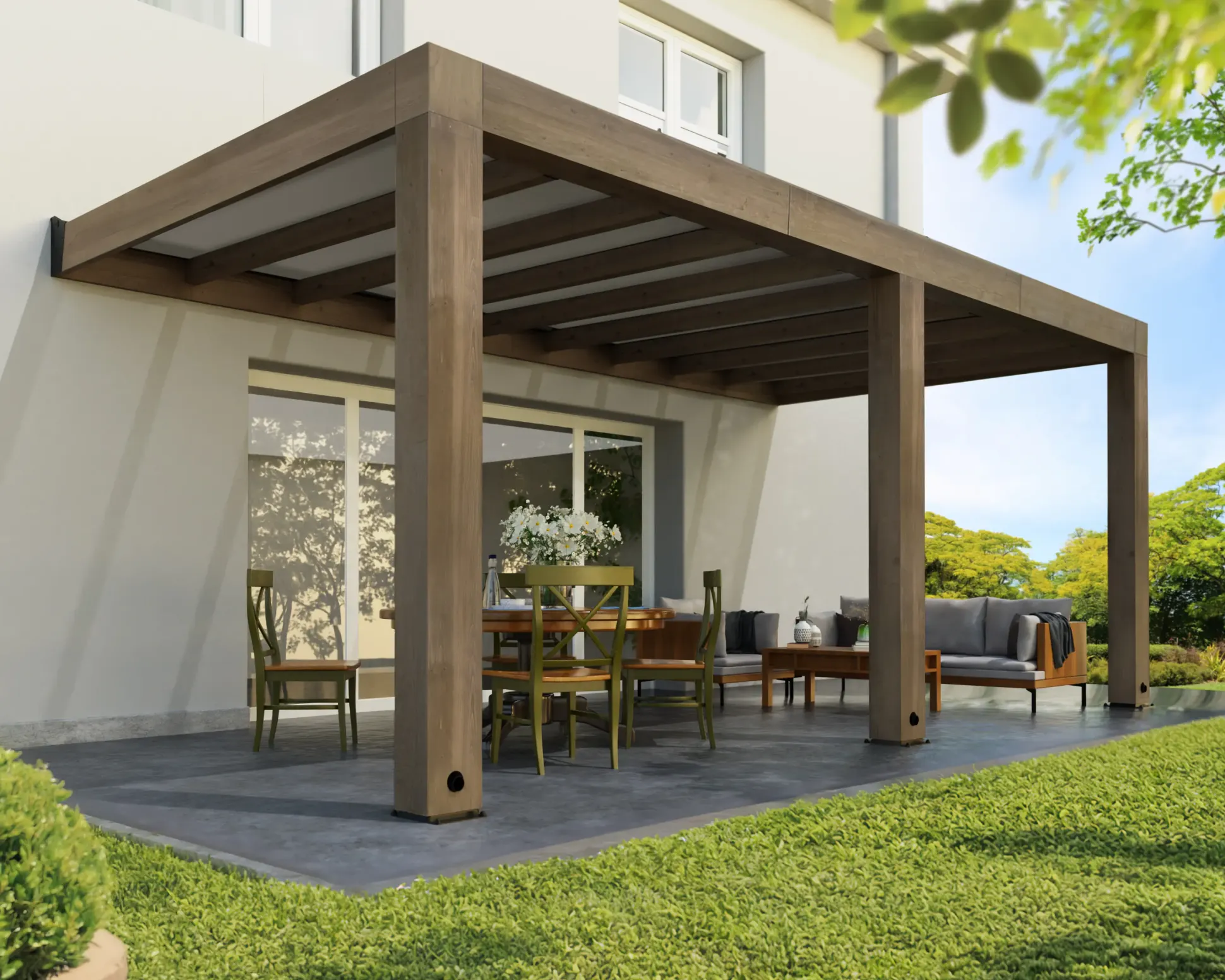 Canopia Terrassenüberdachung Helsinki Holz 600 x 294 cm braun