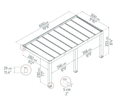 Canopia Terrassenüberdachung Helsinki Holz 600 x 294 cm braun