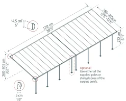 Canopia Terrassenüberdachung Feria 1212 x 380 cm weiß