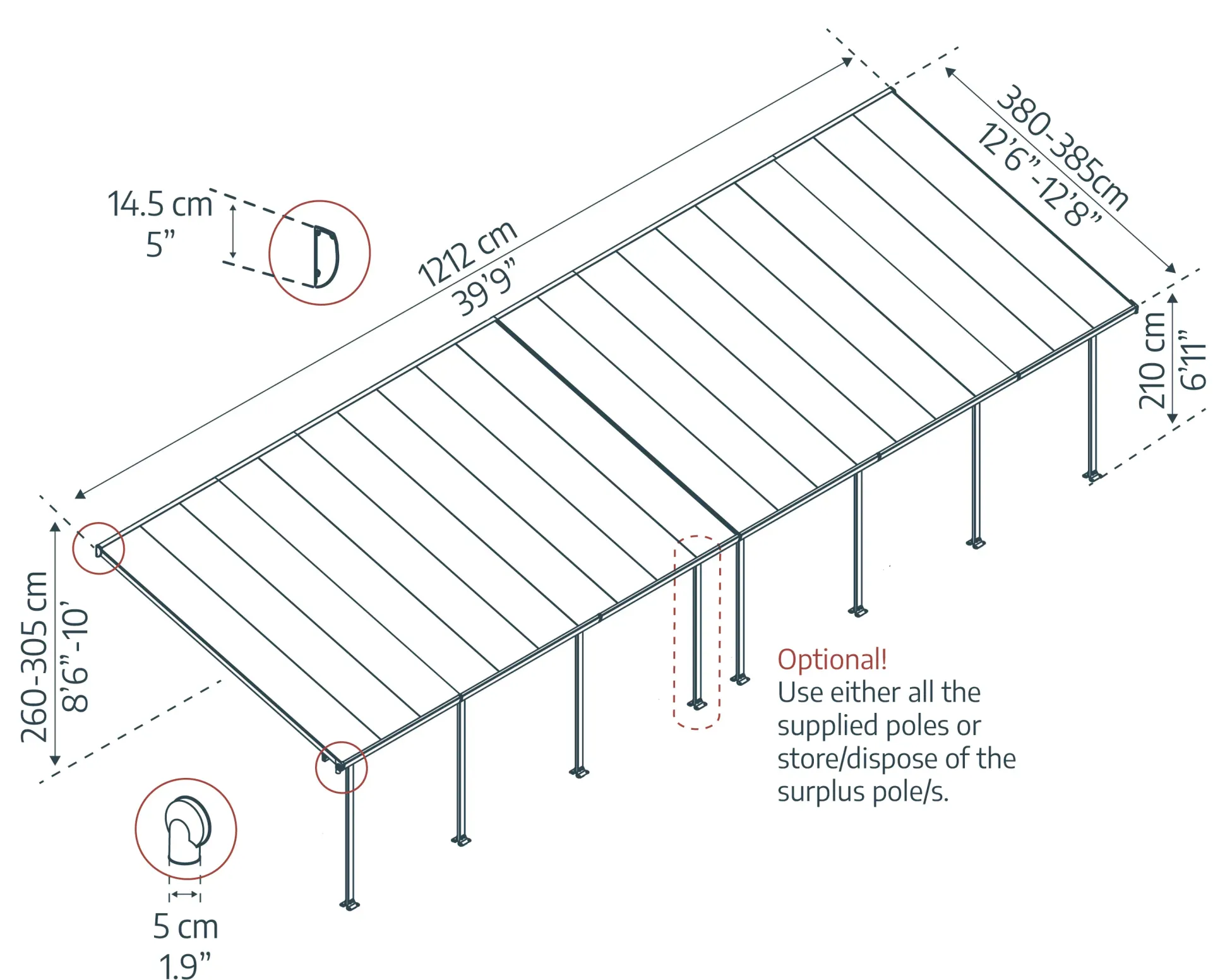 Canopia Terrassenüberdachung Feria 1212 x 380 cm weiß