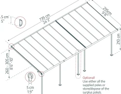 Canopia Terrassenüberdachung Sierra 860 x 295 cm anthrazit
