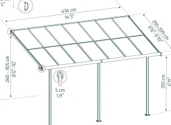 Canopia Terrassenüberdachung Sierra Cabrio 434 x 295 cm grau