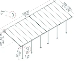 Canopia Terrassendach 850 x 400 cm weiß