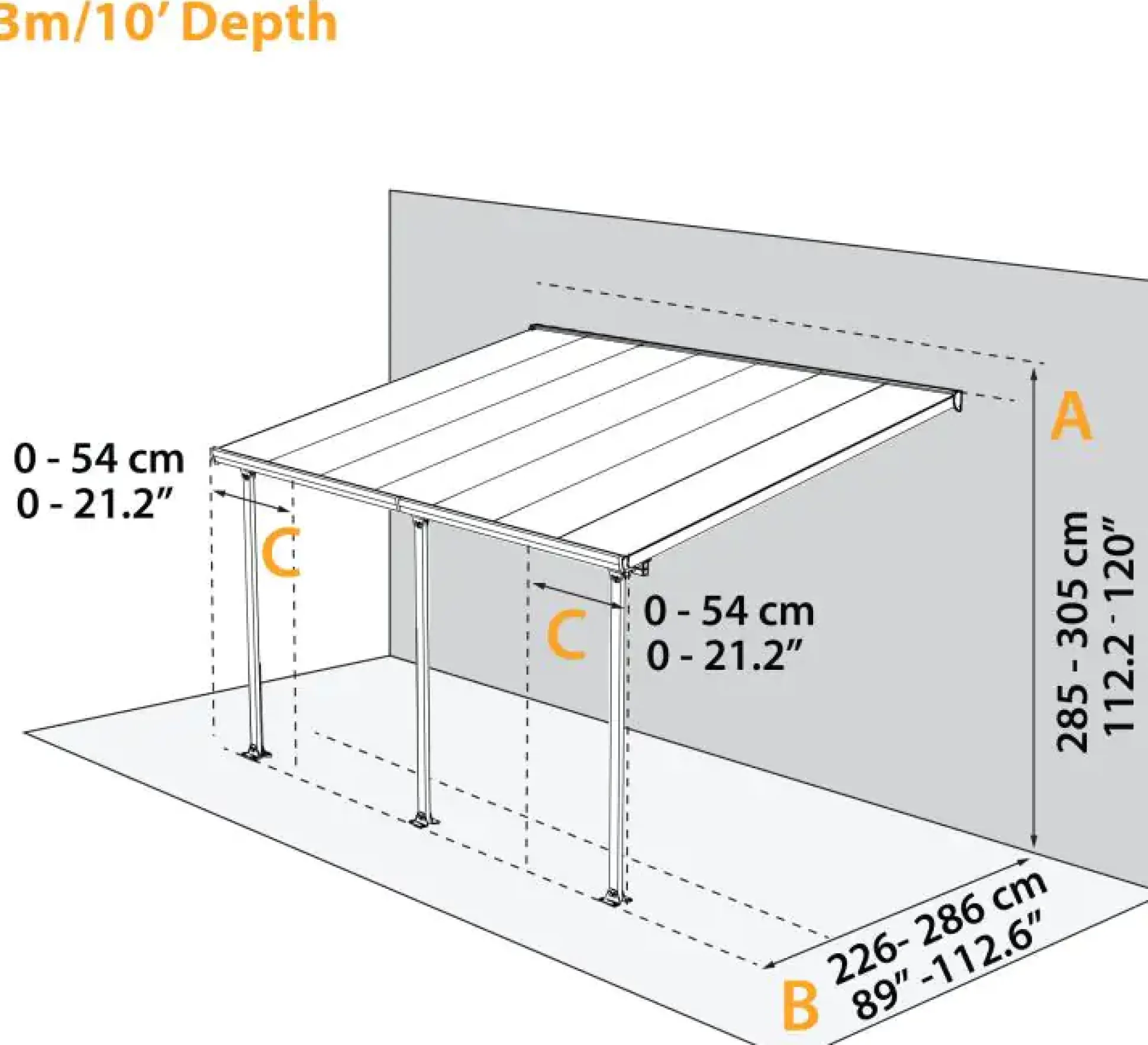 Canopia Terrassendach 1340 x 300 cm weiß