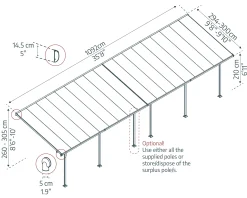 Canopia Terrassendach 1092 x 300 cm grau