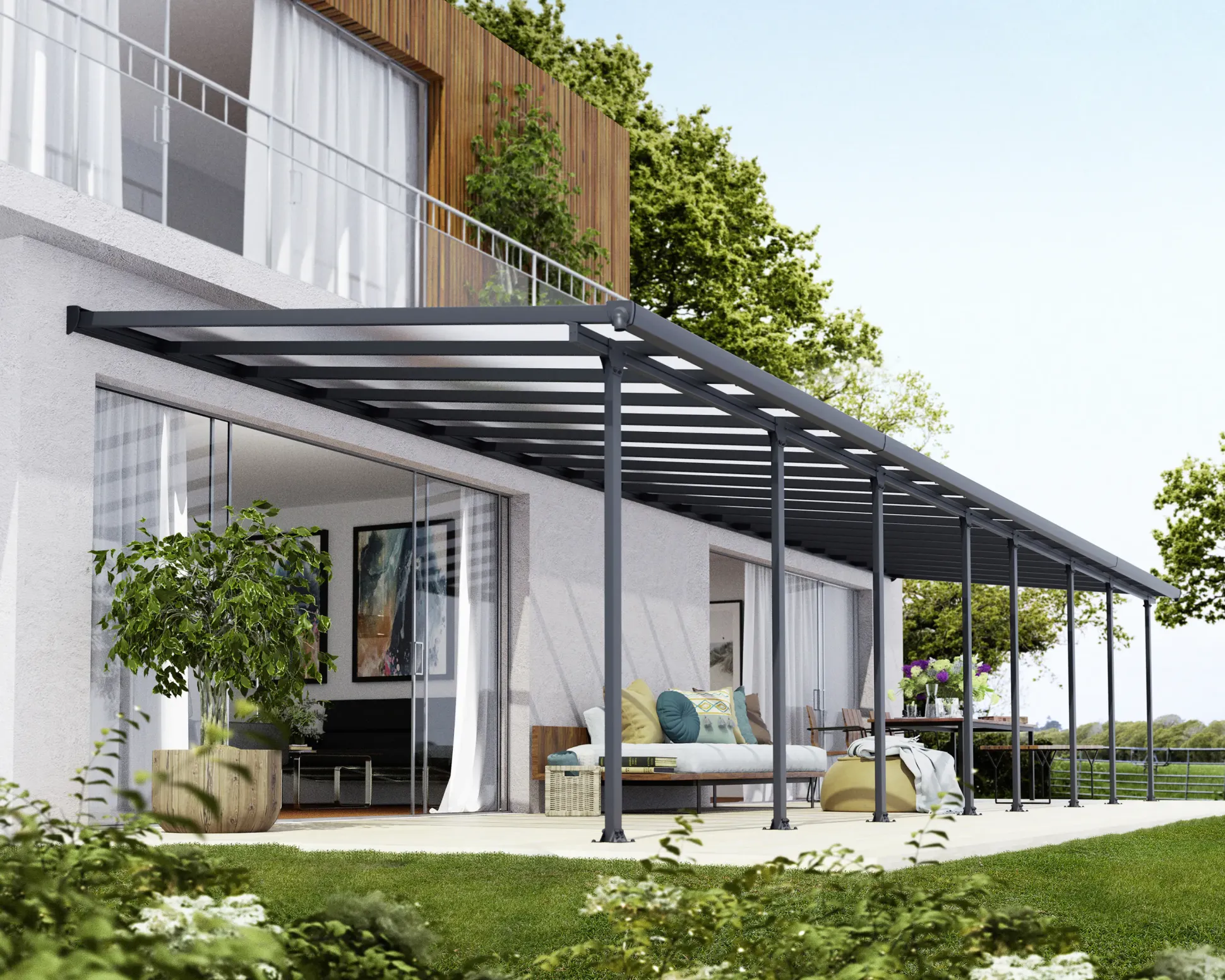 Canopia Terrassendach 1092 x 300 cm grau