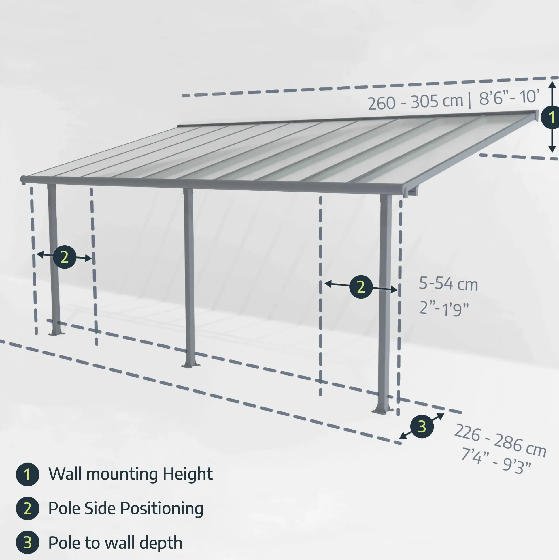 Canopia Terrassendach 1092 x 300 cm grau