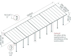 Canopia Terrassendach 1340 x 300 cm grau