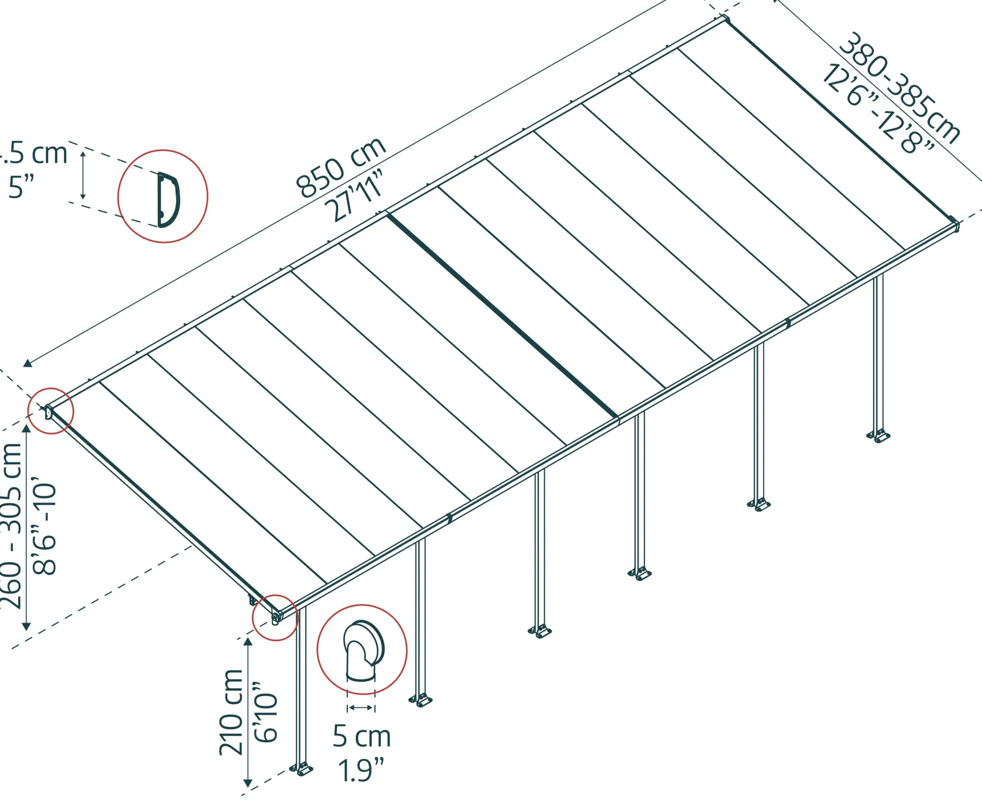 Canopia Terrassendach 1031 x 400 cm weiß