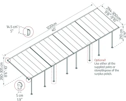 Canopia Terrassendach 1220 x 300 cm weiß