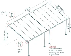 Canopia Terrassendach 610 x 300 cm weiß