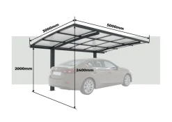 Carport freistehend gebogen 500 x 300 cm grau
