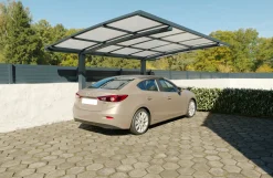 Carport freistehend gebogen 500 x 300 cm grau