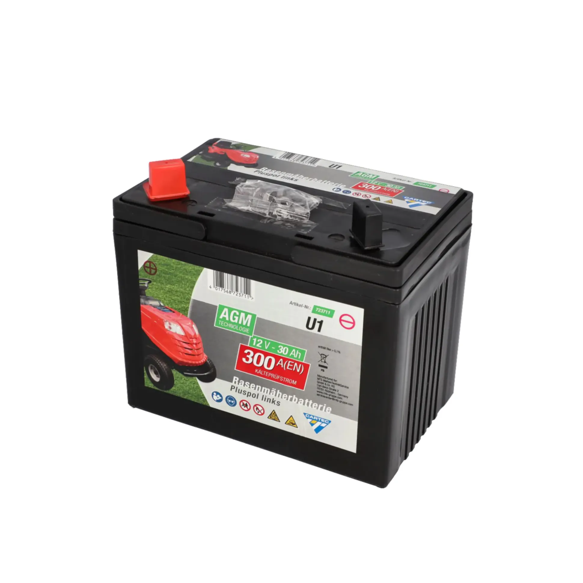 Cartec Rasenmäherbatterie 30Ah/300A +links