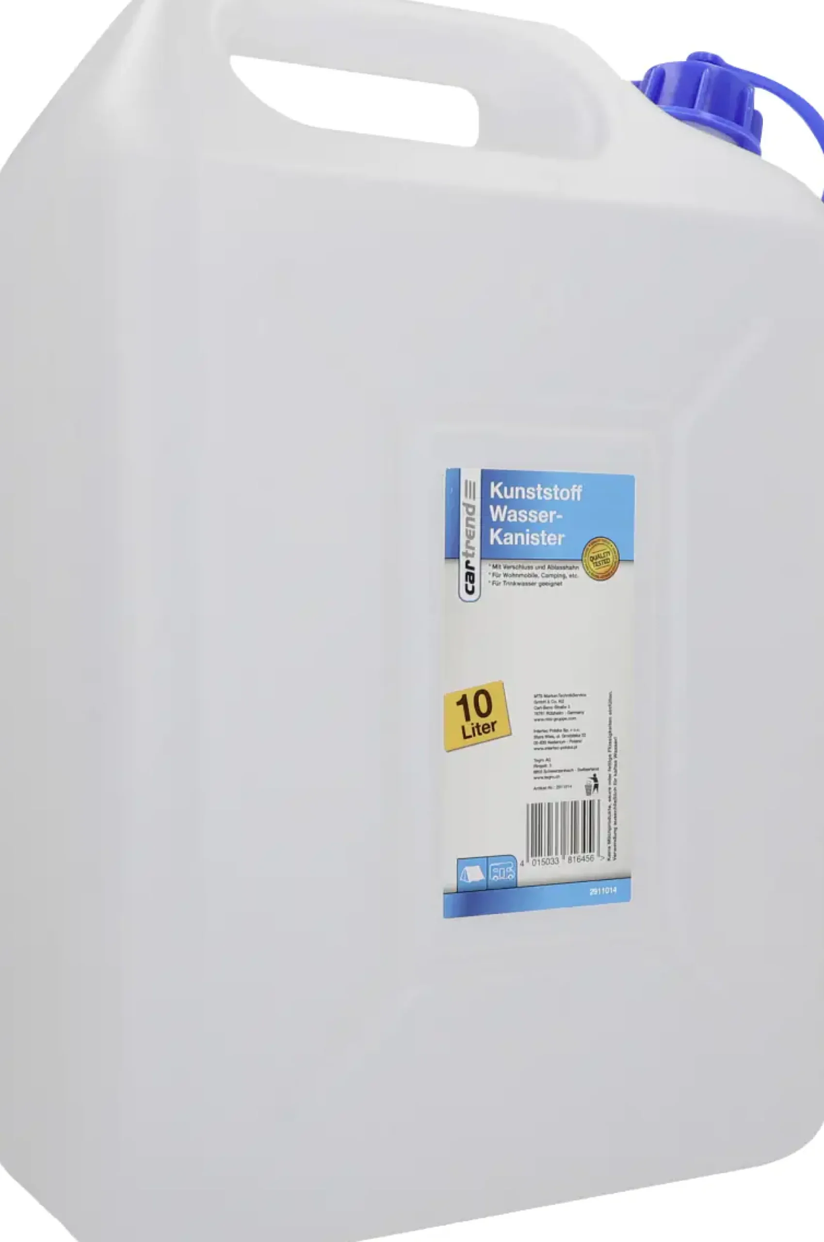 Cartrend Wasserkanister 10 Liter Volumen Kunststoff weiß