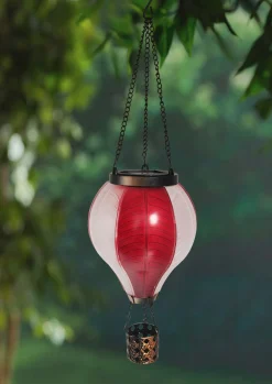 Dapo LED Solarleuchte Heißluftballon mit Flammeeffekt rot/weiß warmweiß