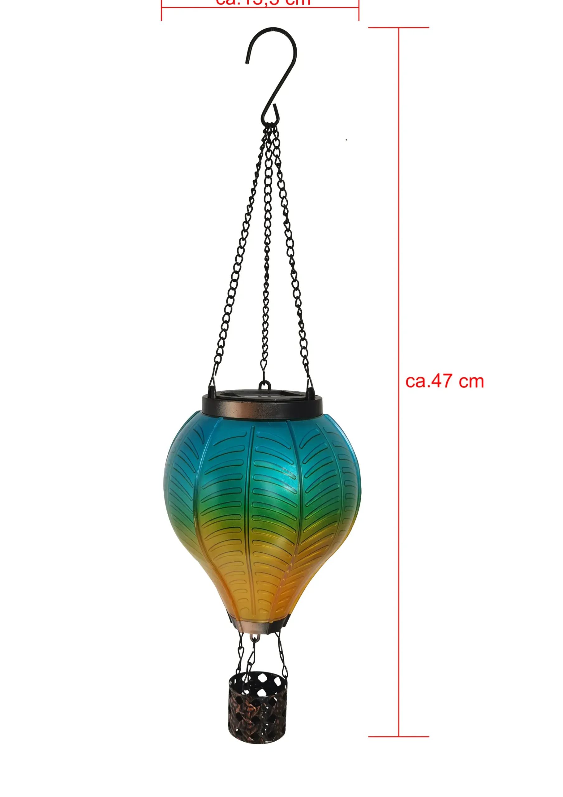 Dapo LED Solarleuchte Heißluftballon mit Flammeeffekt blau/gelb warmweiß