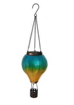 Dapo LED Solarleuchte Heißluftballon mit Flammeeffekt blau/gelb warmweiß
