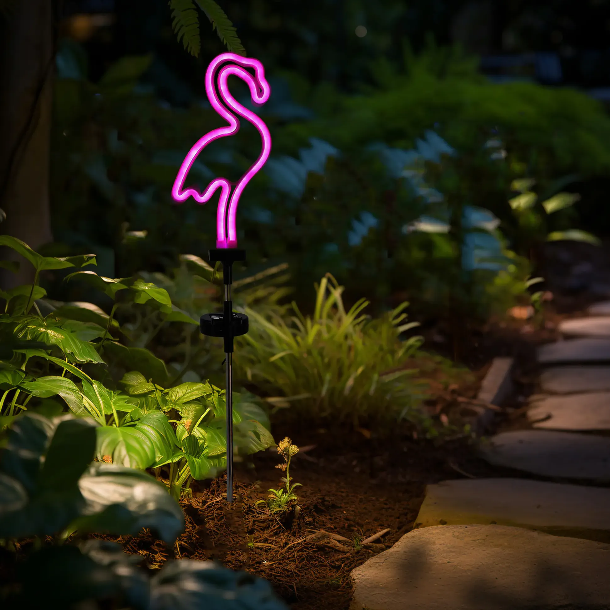 Dapo LED Solarstecker Flamingo pink