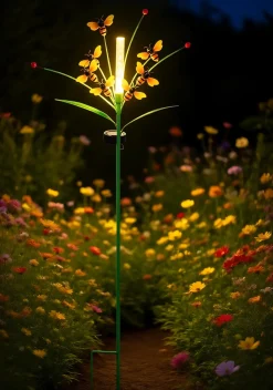 Dapo LED Solarstecker Lichtstab mit Bienen warmweiß