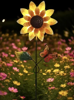 Dapo LED Solarstecker Sonnenblume warmweiß