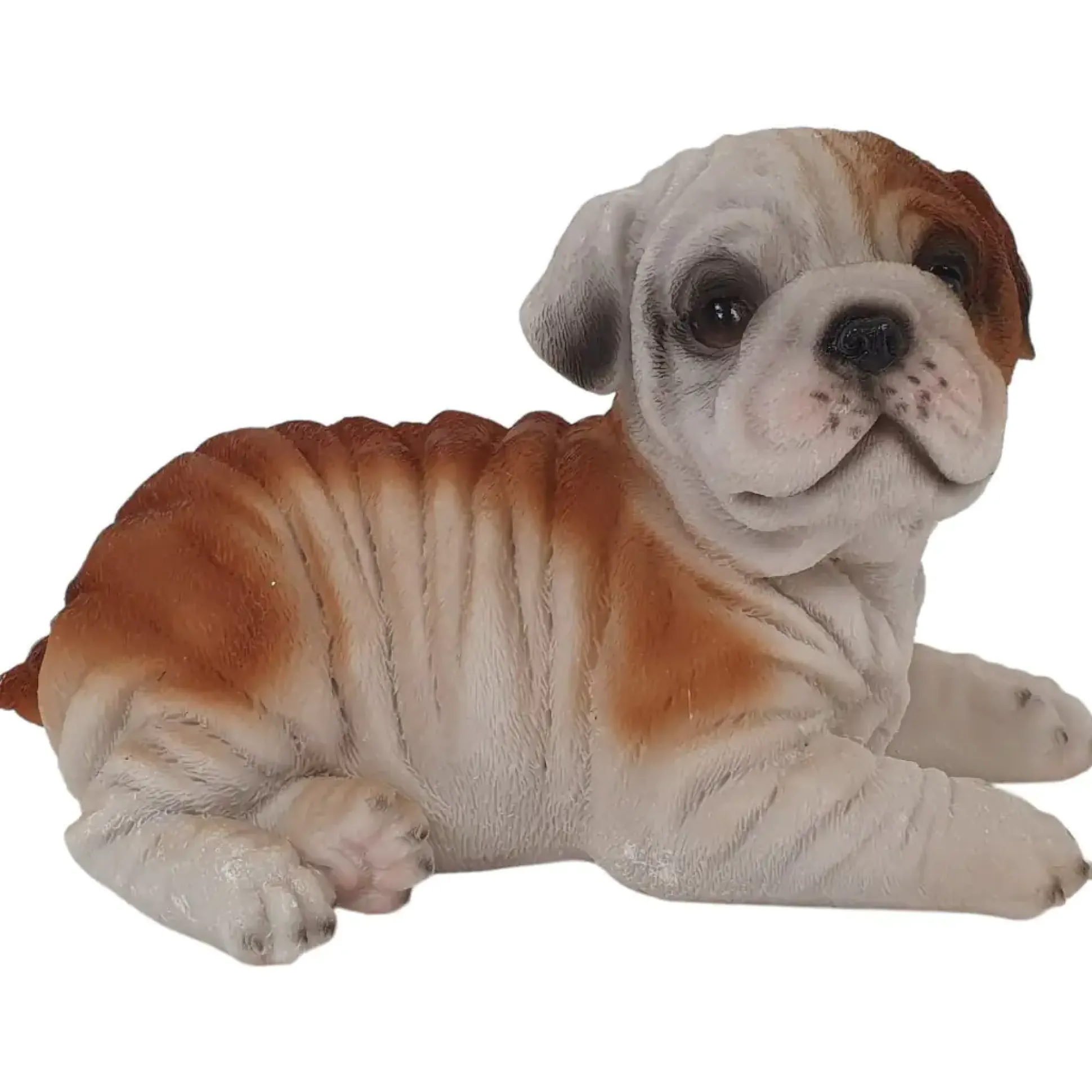 Dekofigur Bulldogge liegend 19 x 12 x 10,5 cm braun weiß