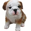 Dekofigur Bulldogge sitzend 17 x 16 x 12 cm weiß braun