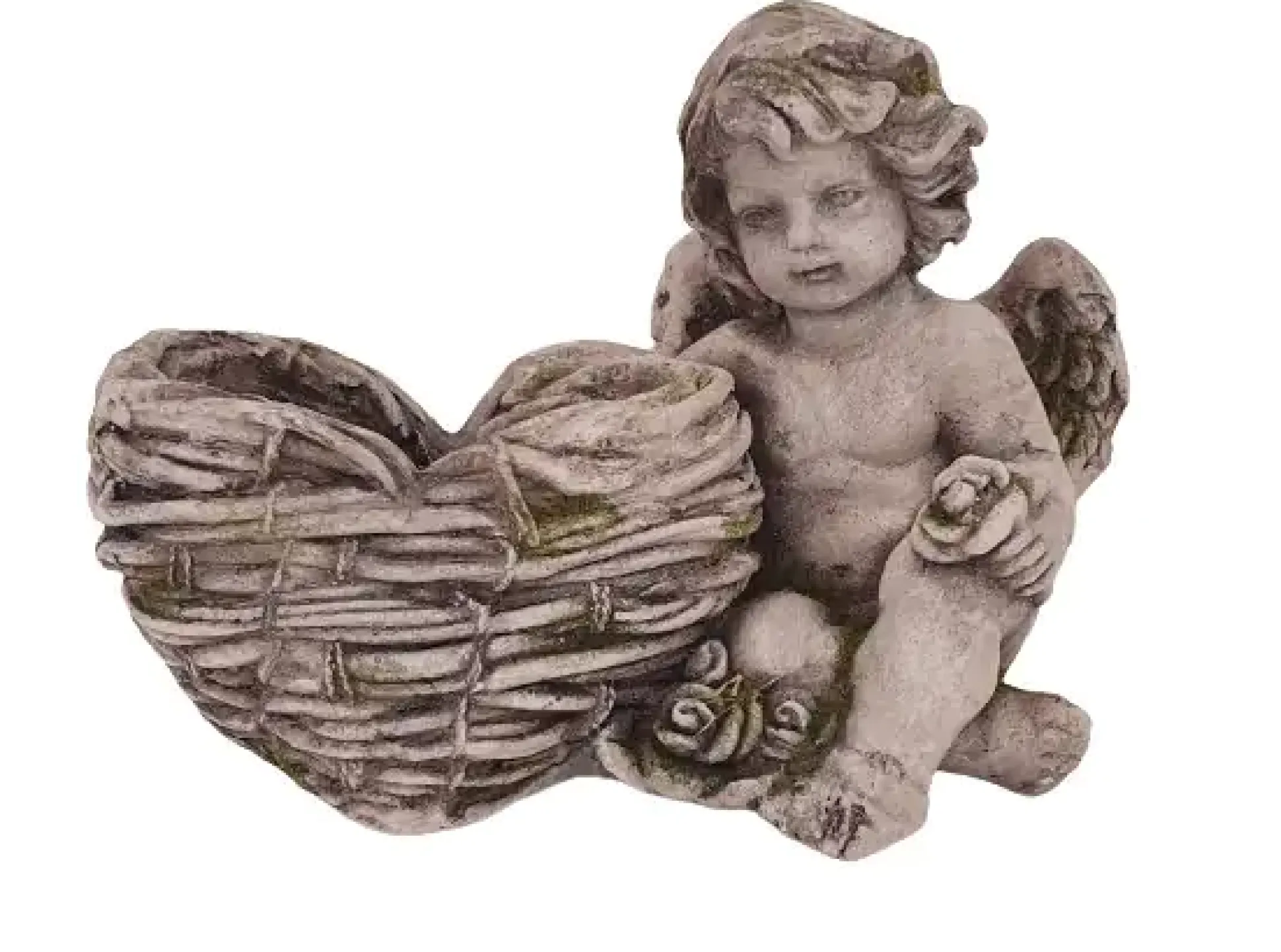Dekofigur Engel zum Bepflanzen 26 x 38 x 23 cm grau