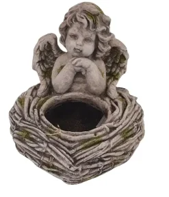 Dekofigur Engel zum Bepflanzen 31,5 x 27 x 31 cm grau