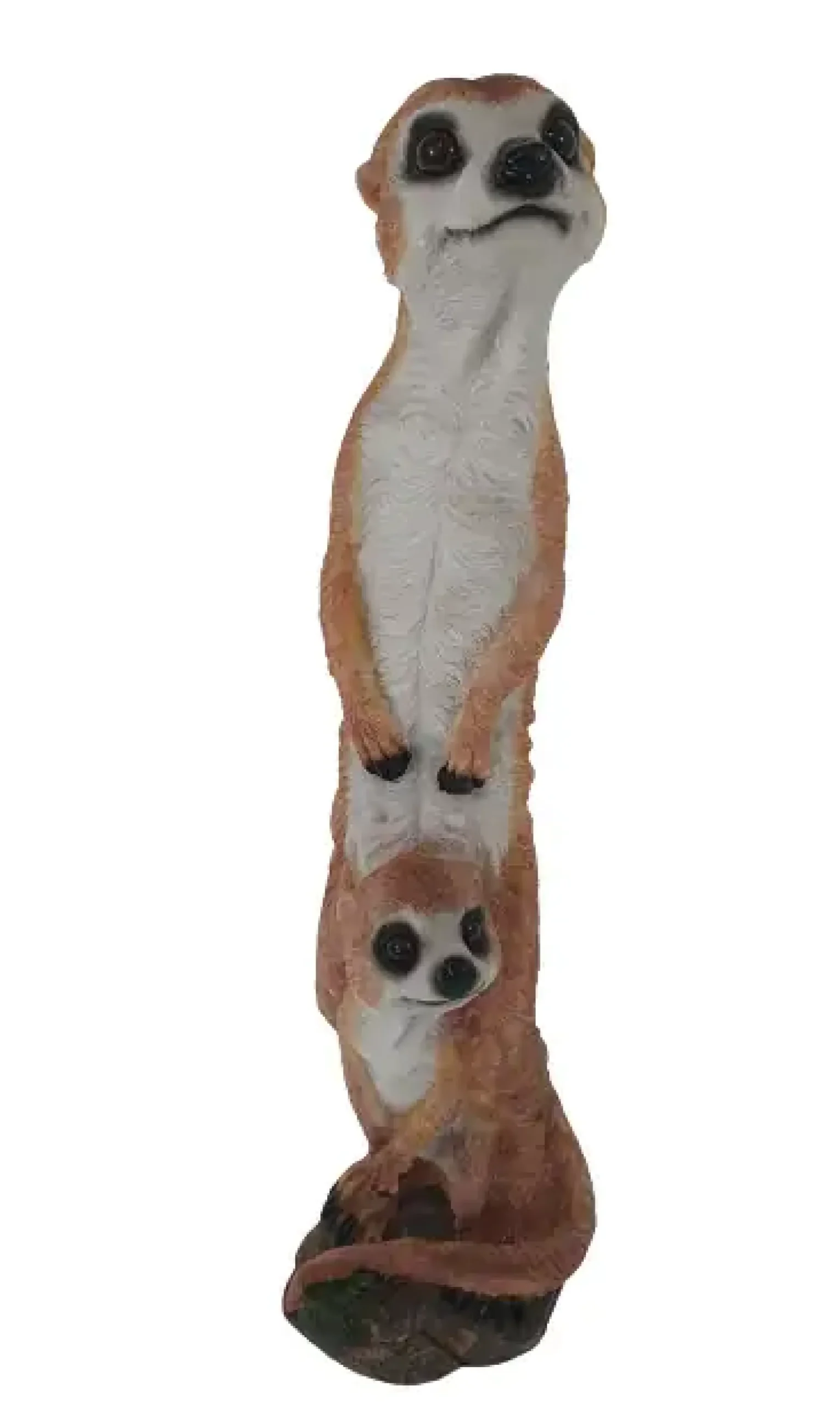 Dekofigur Erdmännchen mit Kind 47 x 13,5 cm braun