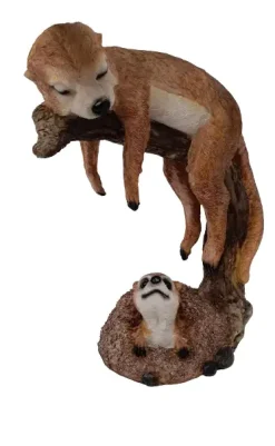 Dekofigur Erdmännchen schlafend 36 x 28 cm braun beige