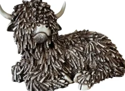 Dekofigur Hochlandrind liegend 27 cm braun