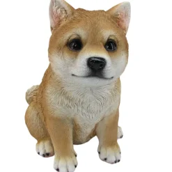 Dekofigur Hund Shiba Inu sitzend 19 x 12 x 17 cm hellbraun