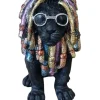 Dekofigur Löwe mit Brille 20 cm schwarz bunt