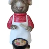 Dekofigur Maus mit Grill groß 19 cm bunt