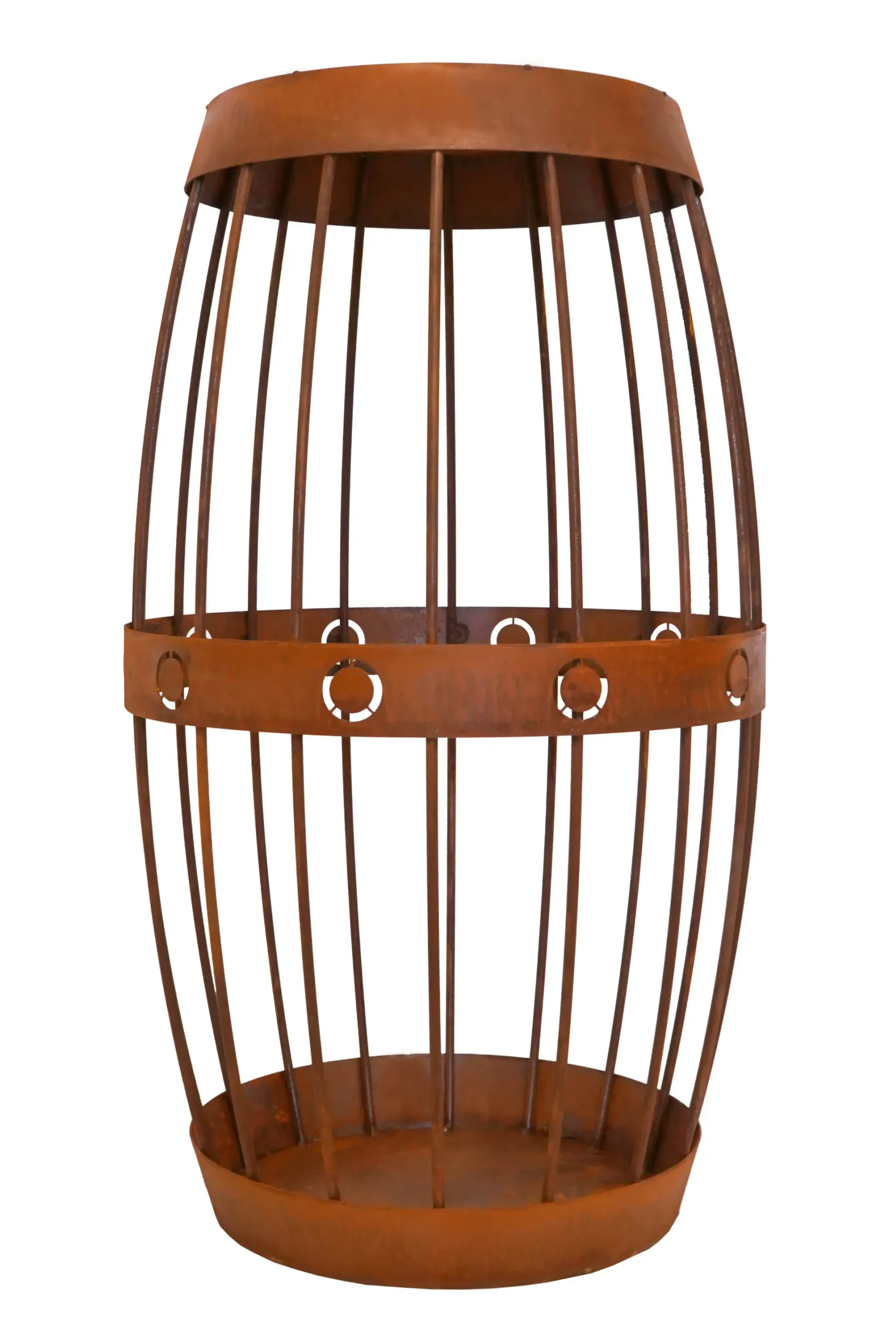 Dekofigur Weinfass 80 x 50 cm rostbraun