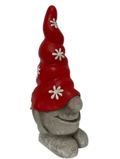 Dekofigur Wichtel Blumenmütze rot 16 x 11 x 12 cm