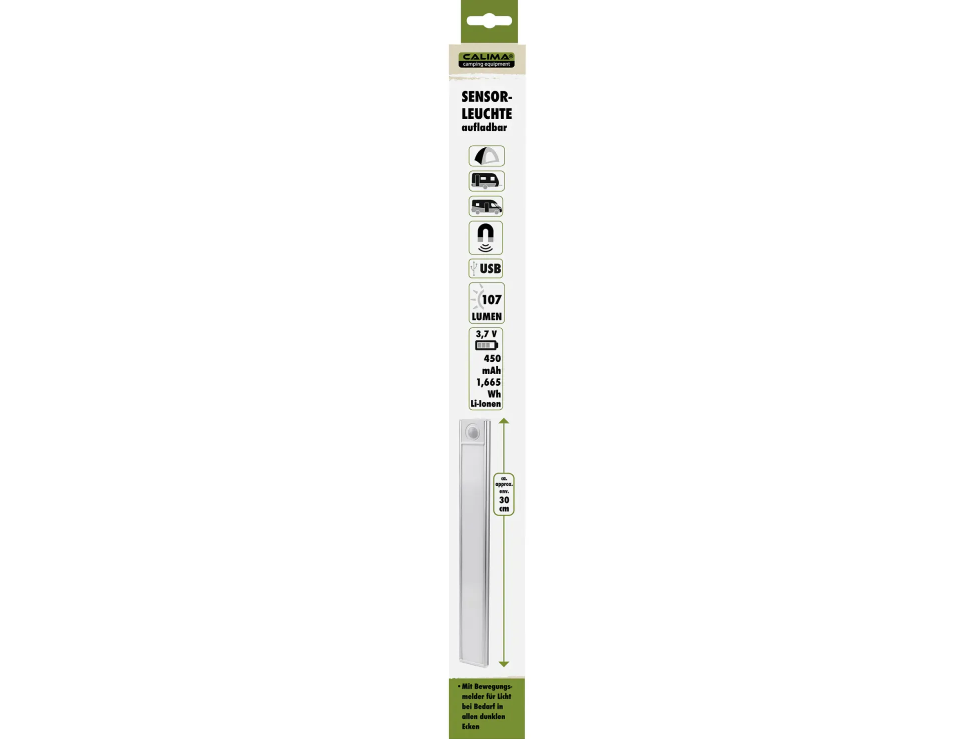 EAL LED Sensorleuchte Caravan aufladbar 30 cm