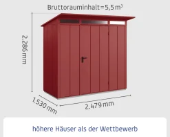 EcoStar Gerätehaus Elegant-P Typ 1 purpurrot 247,9 x 153 x 228,6 cm