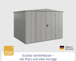 EcoStar Gerätehaus Elegant-S Typ 3 graualuminium 2 flg 323,6 x 247,7 cm