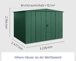 EcoStar Gerätehaus Elegant-S Typ 3 323,6 x 247,7 x 219,4 cm moosgrün